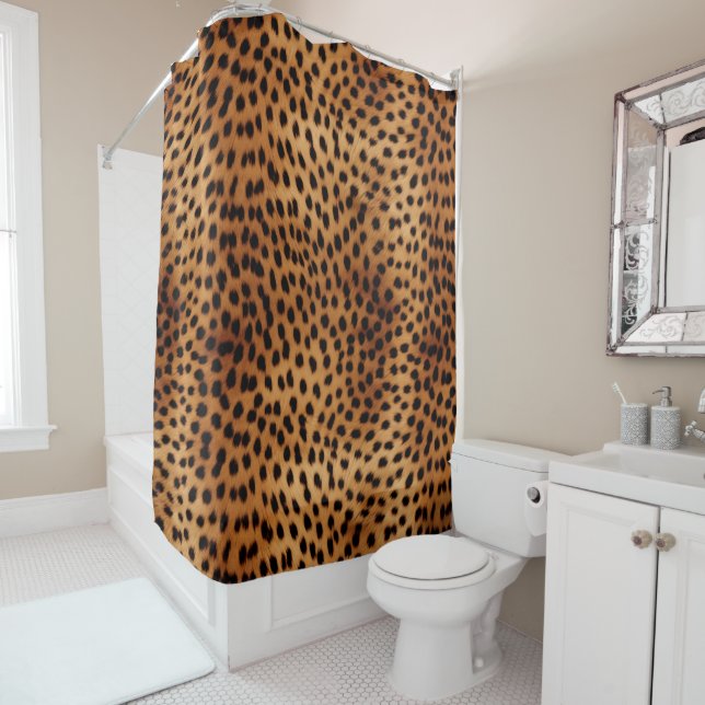Brown and Black Cheetah Animal print Shower Curtain (In Situ)