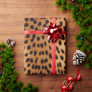 Brown and Black Cheetah Animal print Wrapping Paper