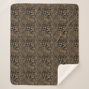 Brown and Black Cheetah Print Large & Small Spots Sherpa Blanket