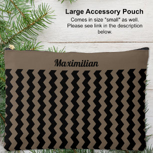 Brown and Black Chevrons - LARGE Accessory Pouch