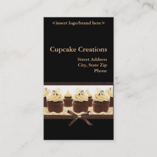 Brown and Black Cupcake Business Cards
