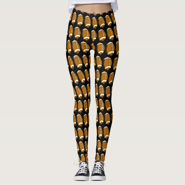 Brown and Black Football Sports Leggings (Front)