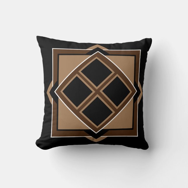 Brown and Black Geometric Pattern Cushion (Front)