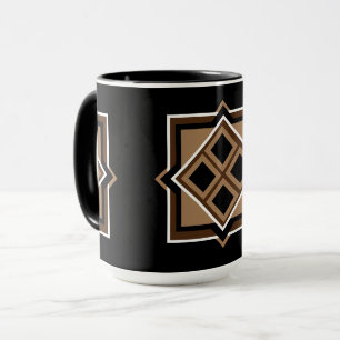 Brown and Black Geometric Pattern Mug