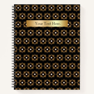 Brown and Black Geometric Pattern Spiral Notebook