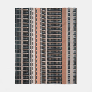 Brown and black high-rise building fleece blanket