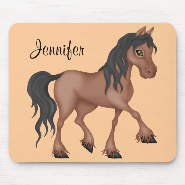 Brown and Black Horse Mouse Pad (Front)