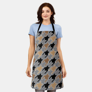 Brown And Black Houndstooth On Chevron Pattern  Apron