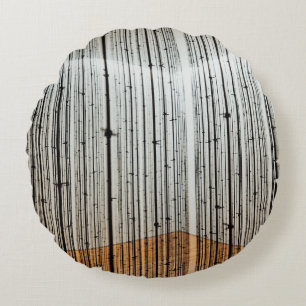Brown and black illustration round cushion