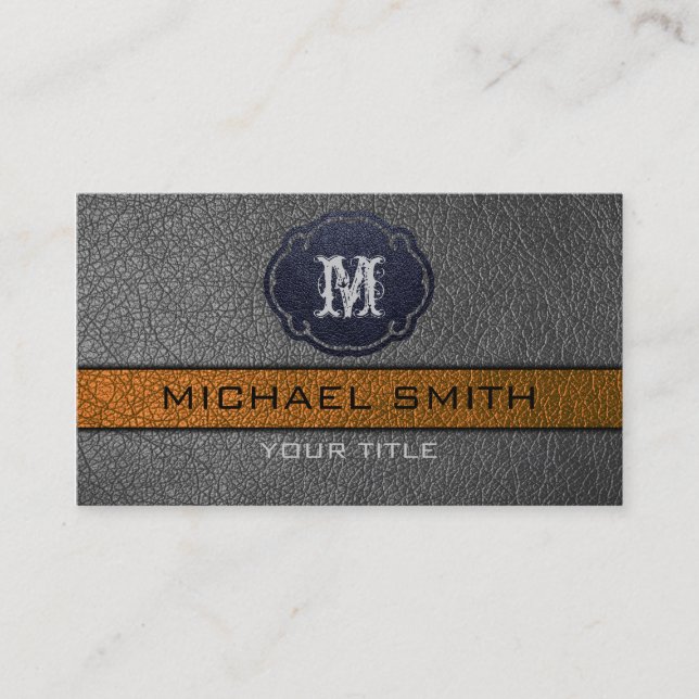 Brown and Black Leather Business Card (Front)