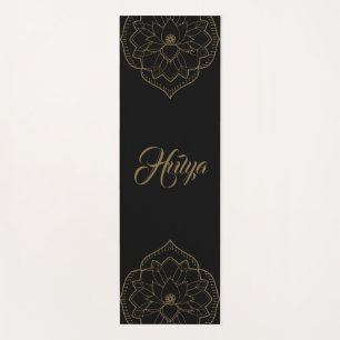 Brown and Black Lotus Mandala Yoga Mat