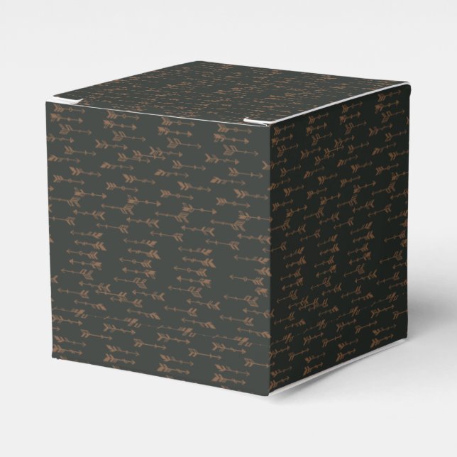 Brown and black minimalist boho arrow pattern favour box (Front Side)