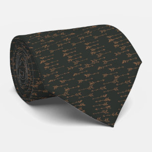 Brown and black minimalist boho arrow pattern tie