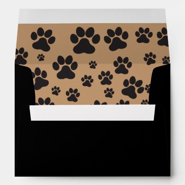 Brown and black paw print invitation envelope (Back (Bottom))