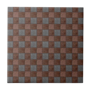 Brown and Black Plaid Check Tile