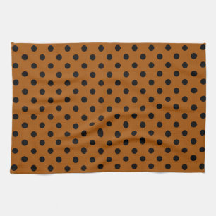 Brown and Black Polka Dots Tea Towel