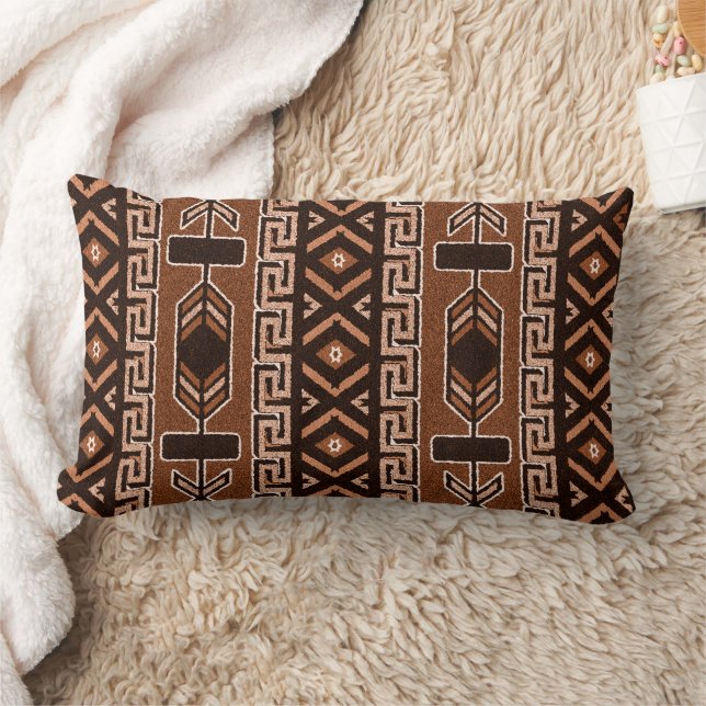 Brown And Black Southwest Tribal Aztec Pattern Lumbar Cushion (Blanket)