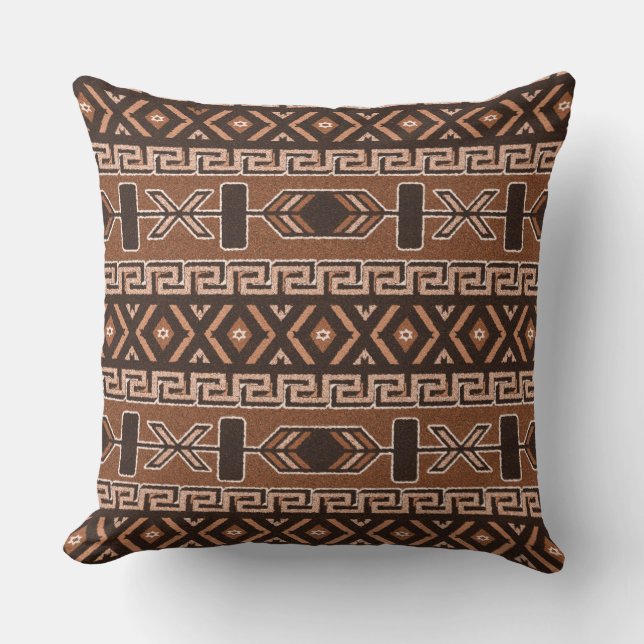 Brown And Black Southwest Tribal Aztec Pattern Outdoor Cushion (Front)