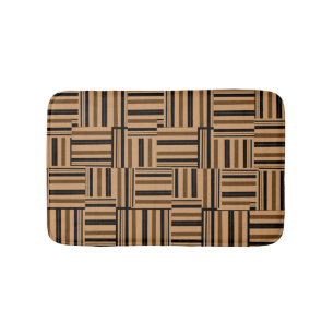 Brown and Black Stripes Faux Wood Bath Mats