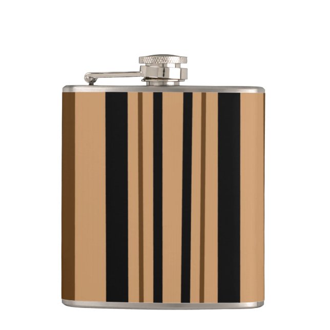 Brown and Black Stripes Hip Flask (Front)