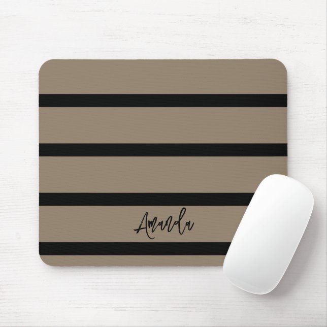 Brown and black stripes pattern personalised mouse pad (With Mouse)
