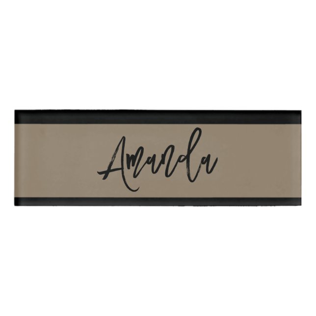 Brown and black stripes pattern personalised name tag (Front)