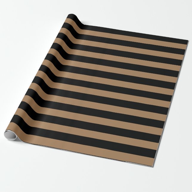 Brown and Black Stripes Wrapping Paper (Unrolled)