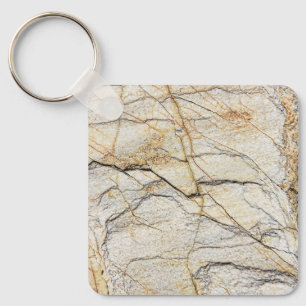 Brown and Black Textured Mable Stone  Key Ring