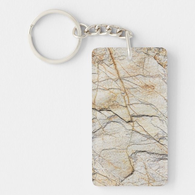 Brown and Black Textured Mable Stone  Key Ring (Front)