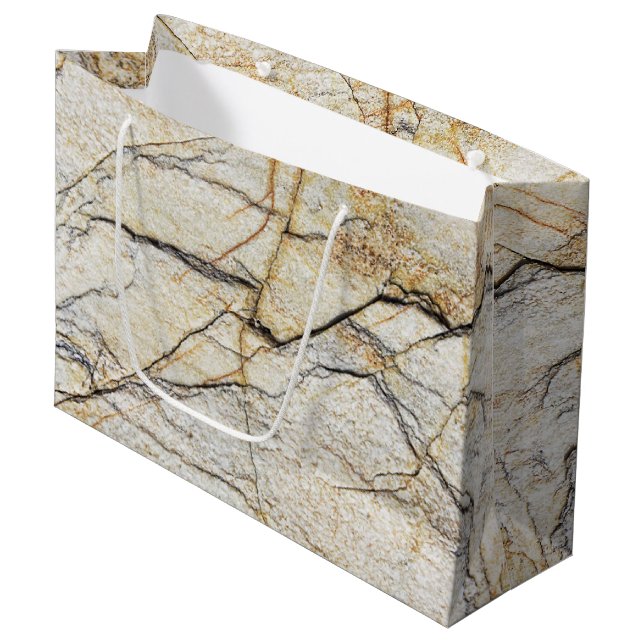 Brown and Black Textured Mable Stone  Large Gift Bag (Front Angled)