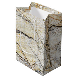 Brown and Black Textured Mable Stone  Medium Gift Bag