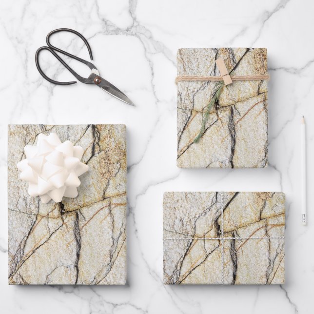 Brown and Black Textured Mable Stone  Wrapping Paper Sheet (Front)
