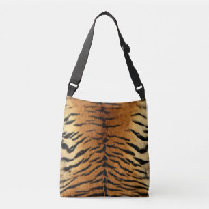 Brown and black tiger pattern textile  crossbody bag