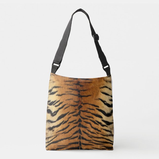 Brown and black tiger pattern textile  crossbody bag (Front)