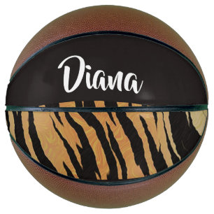 Brown and black tiger print basketball
