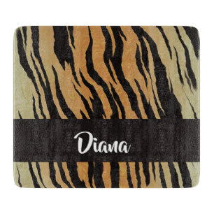 Brown and black tiger print cutting board