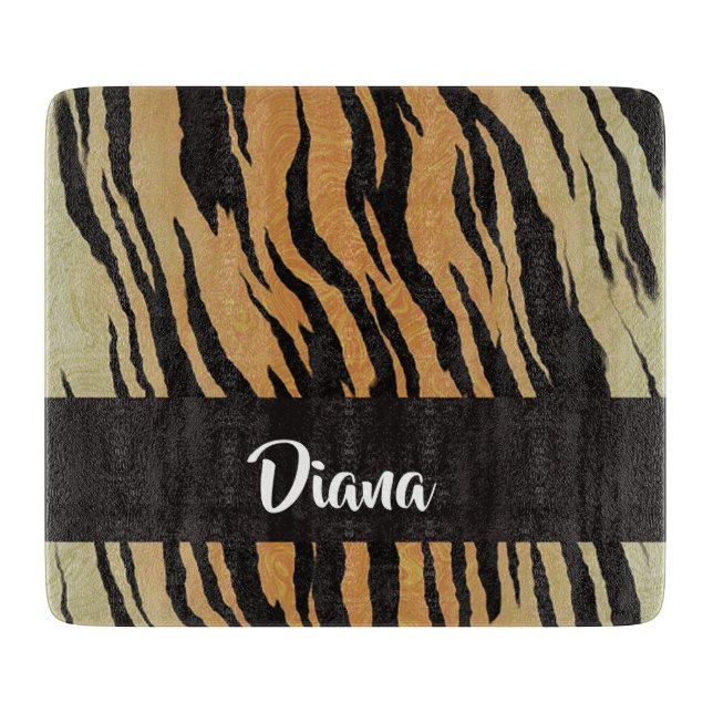 Brown and black tiger print cutting board (Front)