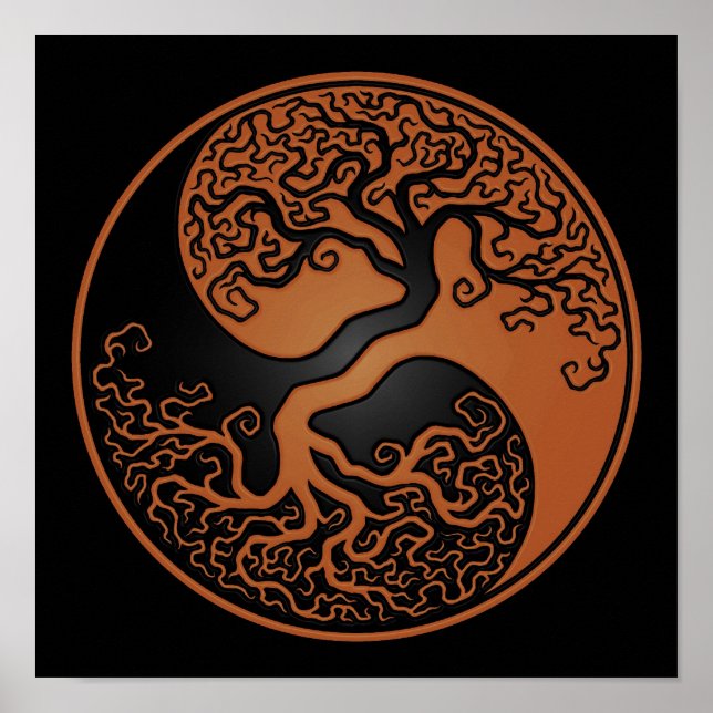 Brown and Black Tree of Life Yin Yang Poster (Front)