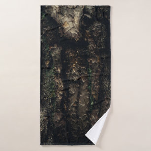 Brown and black tree trunk bath towel