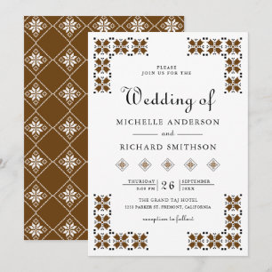 Brown and Black Ukrainian Embroidery Wedding Invitation