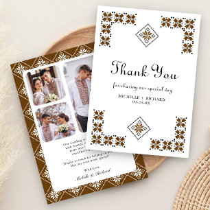Brown and Black Ukrainian Embroidery Wedding Thank You Card