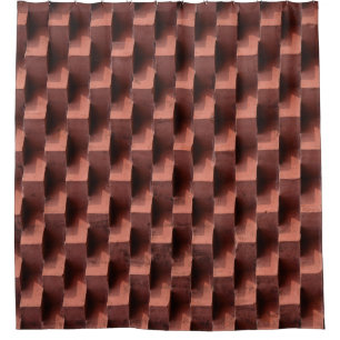 Brown and black wooden board shower curtain