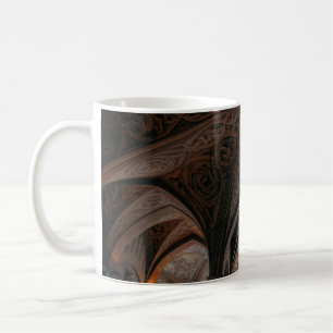 Brown and black wooden building interior coffee mug