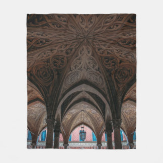 Brown and black wooden building interior fleece blanket