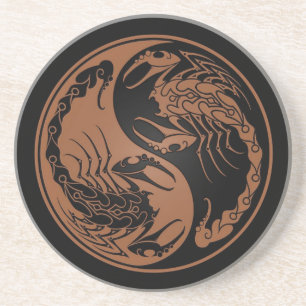 Brown and Black Yin Yang Scorpions Coaster