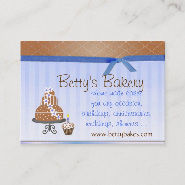 Brown and Blue Bakery Business Card (Front)