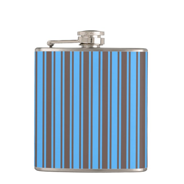 Brown and blue candy stripes hip flask (Front)