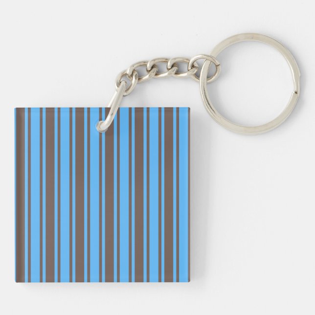 Brown and blue candy stripes key ring (Back)
