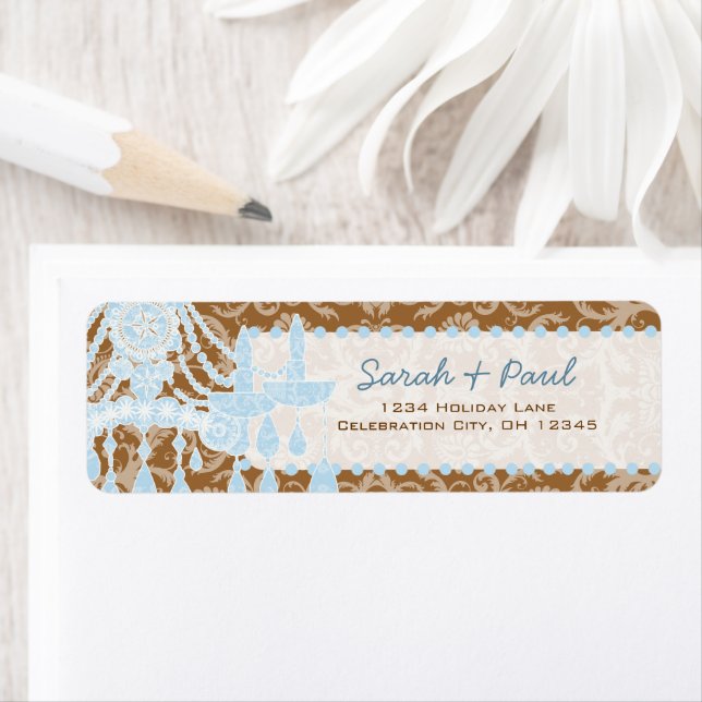 Brown and Blue Chandelier Return Address Label (Insitu)