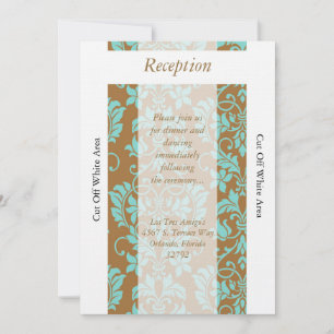 Brown and Blue Damask Reception Card